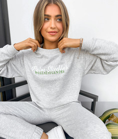 Серый меланжевый свитшот и джоггеры с логотипом ASOS DESIGN