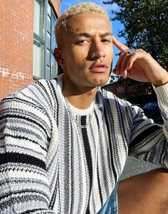 Джемпер в стиле oversized в монохромную полоску ASOS DESIGN-Черный