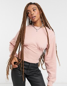 Розовый свитшот с корсетной отделкой Topshop