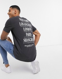 Черная футболка с принтом на спине Abercrombie & Fitch-Черный