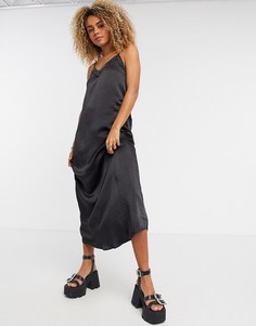 Черное платье макси с кружевной вставкой Vila-Черный