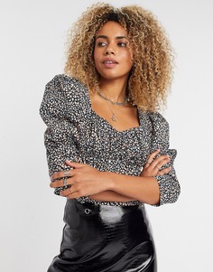 Блузка с анималистичным принтом Topshop-Мульти