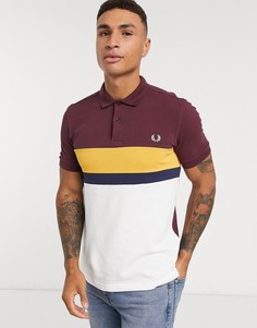 Поло колор блок бордового/белого цвета Fred Perry-Красный