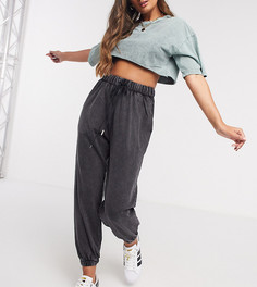 Oversized-джоггеры с эффектом кислотной стирки ASOS DESIGN Petite-Черный
