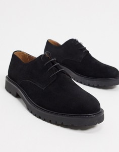 Черные замшевые туфли со шнуровкой на массивной подошве H by Hudson-Черный