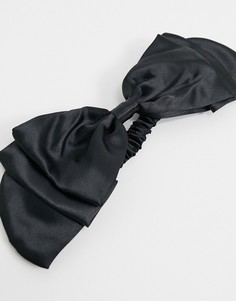 Черная атласная повязка на голову с бантом ASOS DESIGN-Черный