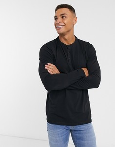 Черный лонгслив хенли Jack & Jones Premium