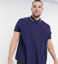 Темно-синяя футболка-поло с окантовкой Lyle & Scott plus-Темно-синий