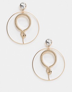 Золотистые серьги-кольца с отделкой в виде змеи ALDO-Золотой