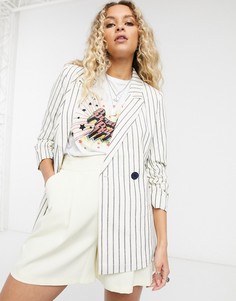 Двубортный пиджак в полоску Vero Moda-Темно-синий