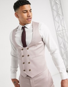 Бежевый жилет супероблегающего кроя из эластичной хлопковой ткани ASOS DESIGN wedding-Фиолетовый