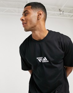 Черная футболка с двойным логотипом adidas Training-Черный