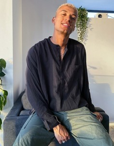 Черная oversized-рубашка из жатого хлопка ASOS DESIGN-Черный