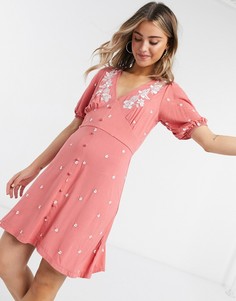 Розовое чайное платье мини ASOS DESIGN-Розовый