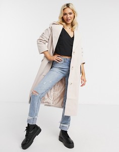 Розовое oversized-пальто на пуговицах ASOS DESIGN-Розовый