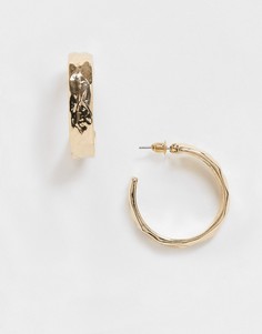 Золотистые фактурные серьги-кольца Accessorize-Золотой