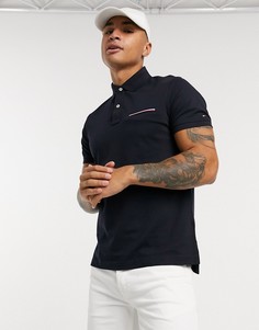 Футболка-поло узкого кроя с карманом Tommy Hilfiger-Темно-синий