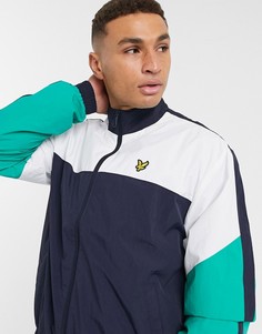 Сине-зелено-белая куртка на молнии в стиле колор блок Lyle & Scott-Темно-синий