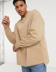 Бежевый свитшот с воротником ASOS DESIGN-Светло-коричневый