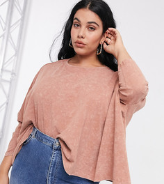 Свободный топ рыжего цвета с рукавами "летучая мышь" ASOS DESIGN Curve-Оранжевый