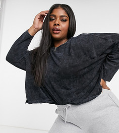Черный свободный топ с рукавами "летучая мышь" ASOS DESIGN Curve-Серый