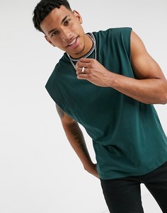 Темно-зеленая oversized-майка с окантовкой ASOS DESIGN-Зеленый
