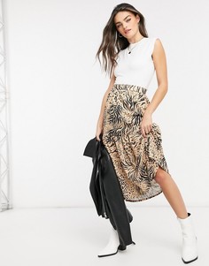 Юбка миди со звериным принтом ASOS DESIGN-Мульти