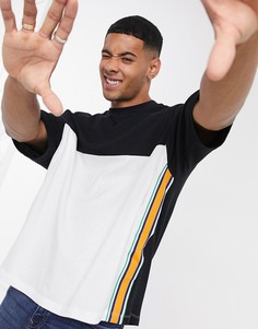 Свободная футболка из органического хлопка с контрастной кокеткой ASOS DESIGN-Черный