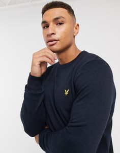 Темно-синий джемпер из мериносовой шерсти с круглым вырезом Lyle & Scott