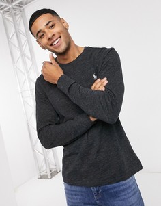 Черный меланжевый лонгслив Polo Ralph Lauren