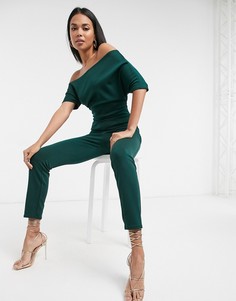 Зеленый комбинезон с открытыми плечами ASOS DESIGN-Черный
