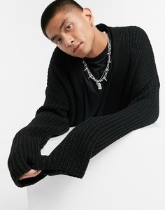 Черный кардиган в рубчик ASOS DESIGN