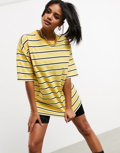Желтая свободная футболка в полоску ASOS DESIGN-Мульти