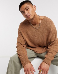 Бежевый фактурный свитер ASOS DESIGN-Коричневый
