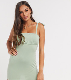 Зеленое платье мини с завязками ASOS DESIGN Petite-Зеленый