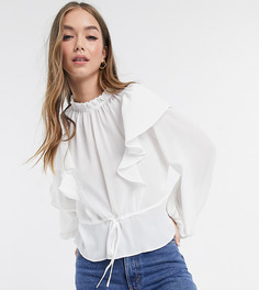 Блузка цвета слоновой кости с оборками Miss Selfridge-Кремовый