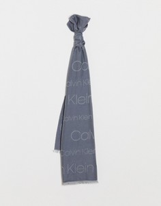 Шарф с логотипом Calvin Klein-Серый