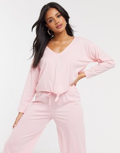 Розовый лонгслив от пижамы с узлом ASOS DESIGN