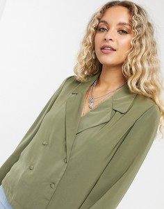 Двубортная рубашка цвета хаки Vero Moda-Зеленый