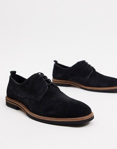Черные замшевые туфли на шнуровке с контрастной подошвой ASOS DESIGN-Черный