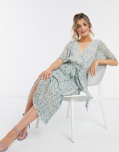 Платье миди с цветочным принтом ASOS DESIGN-Мульти