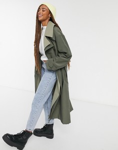 Зеленый двухслойный тренч ASOS DESIGN