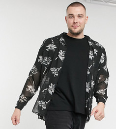 Черная прозрачная рубашка с цветочным принтом ASOS DESIGN Plus-Черный