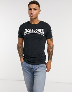 Черная футболка с логотипом в стиле ретро Jack & Jones-Черный