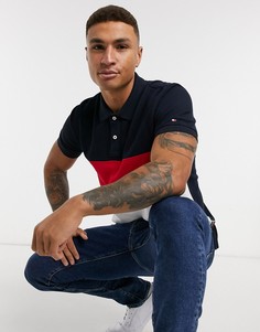 Футболка-поло классического кроя в стиле колор блок Tommy Hilfiger-Темно-синий