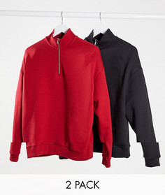 Набор из 2 oversized-свитшотов (красный/черный) ASOS DESIGN-Мульти