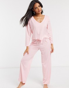 Розовые брюки от пижамы прямого кроя ASOS DESIGN-Розовый