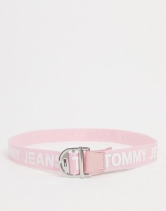 Розовый ремень с логотипом Tommy Jeans