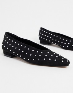Черные балетки со стразами ASOS DESIGN-Черный