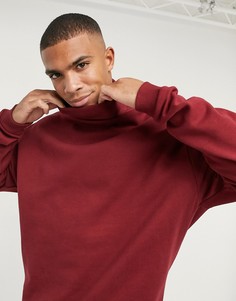 Бордовый свитшот в стиле oversized с высоким воротом ASOS DESIGN-Красный